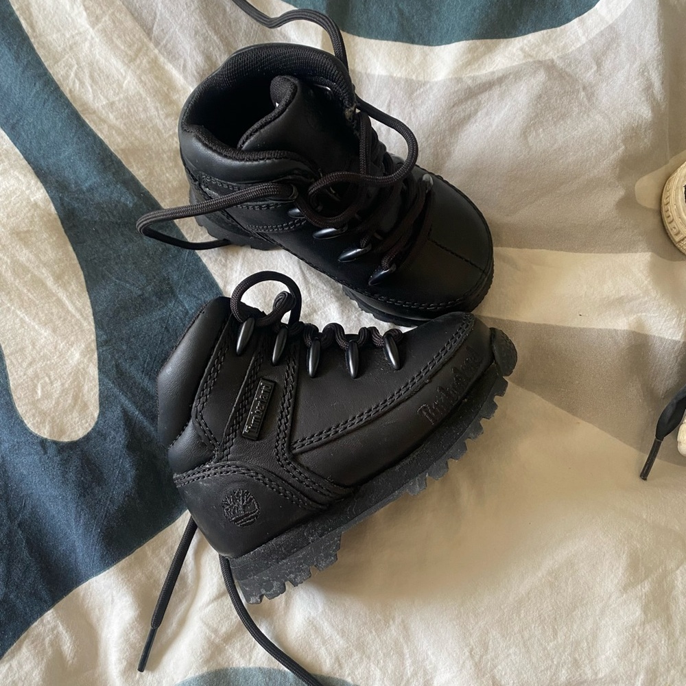 Timberland Kids Black Leather Hiking Boots